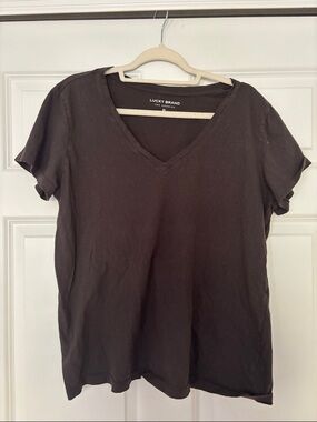 Lucky Brand Women's V-Neck Tee in Brown